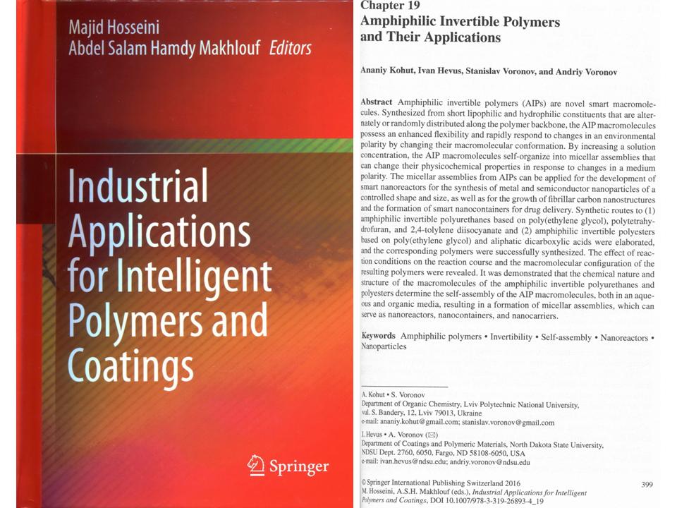 монографія «Industrial Application for Intelligent Polymers and Coatings»