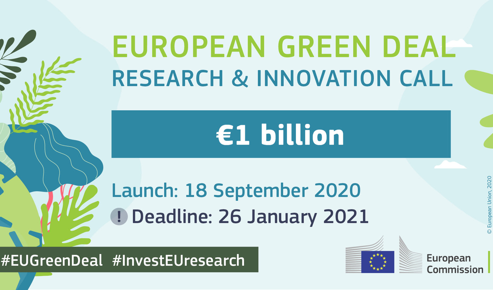 Фото оголошення про запуск Європейською комісією першого комплексного конкурсу проєктів «European Green Deal Call H2020»